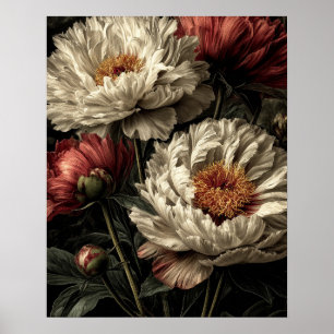 Peony wild flowers poster