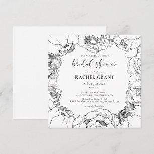 Peonys noir et blanc Invitation à la douche nuptia