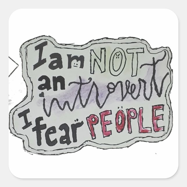 People are scary.. >0< square sticker (Front)