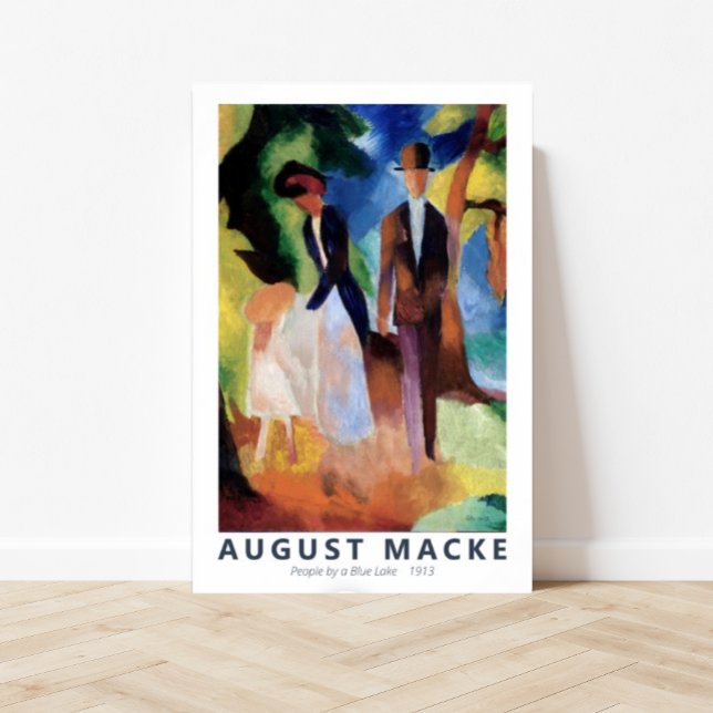 People by a Blue Lake 1913 by August Macke Poster (august macke, affordable art, cheap art, vintage art, printable art, wall art, old art, custom art, )