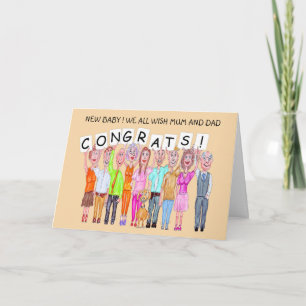 People cartoon new baby congratulations card