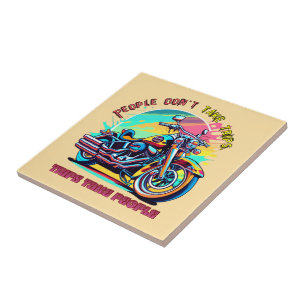 People Don't Take Trips: Vintage Retro Style Bike Tile