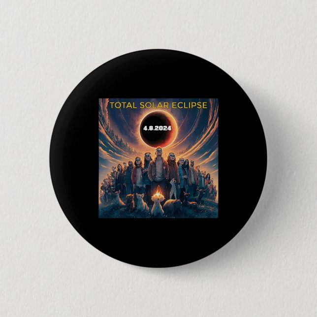 People Eclipse Gles Total Solar Eclipse 2024  2 Inch Round Button (Front)