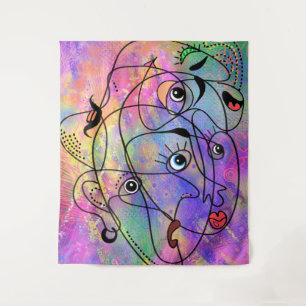 People Face Tapestry Art Style Painting