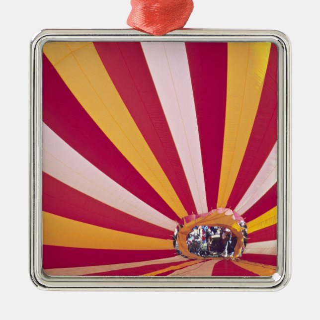 People filling a hot air balloon, Fort Collins, Metal Ornament (Front)