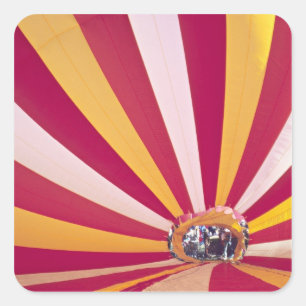 People filling a hot air balloon, Fort Collins, Square Sticker