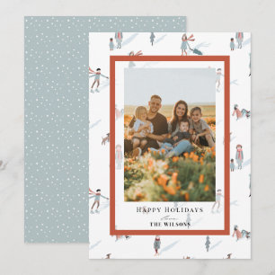 People Ice Skating Christmas Holiday Photo Card