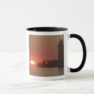 People lighthouse sunset silhouette at South Mug