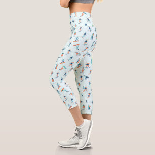 People Moving in the Winter Pattern Capri Leggings