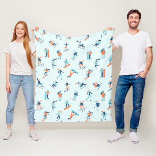 People Moving in the Winter Pattern Fleece Blanket