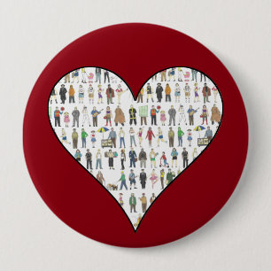 People NYC New York Citizens Neighbours Red Heart 4 Inch Round Button