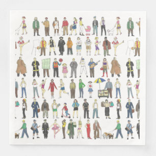 People of NYC New York City Illustrated Napkins