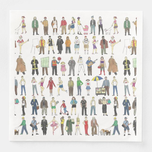 People of NYC New York City Illustrated Napkins (Front)