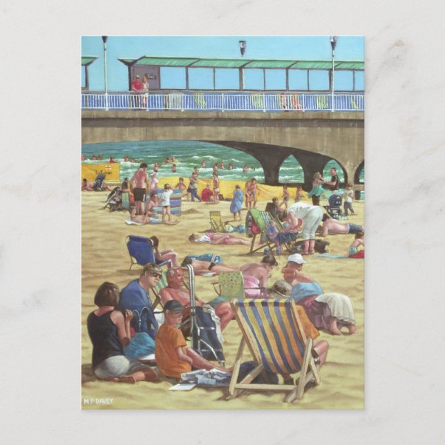 people on Bournemouth beach, Dorset, UK Postcard (Front)