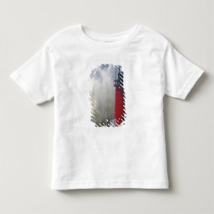 People on jetty watch large breaking waves in toddler t-shirt