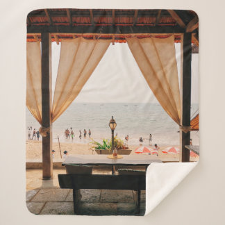 PEOPLE ON SEASHORE SHERPA BLANKET