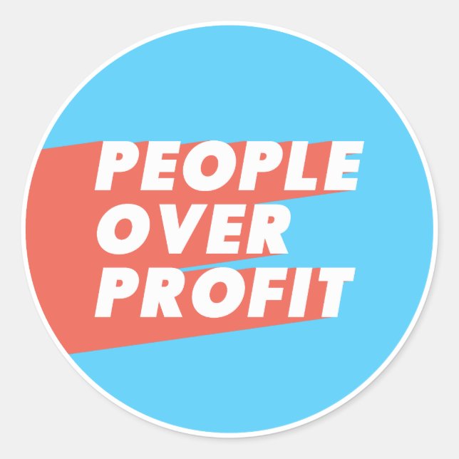 People Over Profit (Blue and Red) Classic Round Sticker (Front)