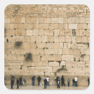 People praying at the wailing wall square sticker