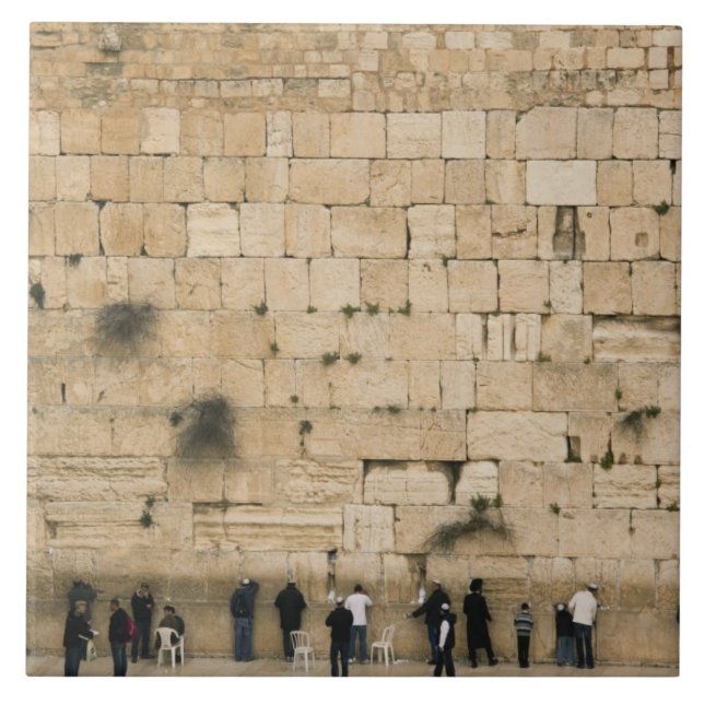 People praying at the wailing wall tile (Front)