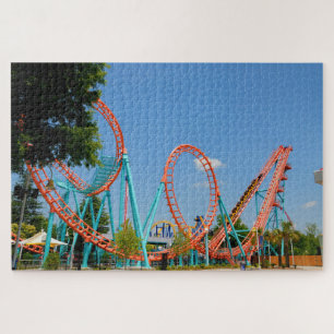People riding roller coaster background jigsaw puzzle