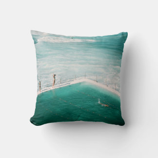 People standing and swimming on swimming pool besi throw pillow