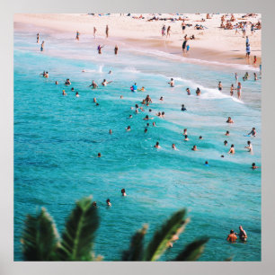 People swimming in the beach poster