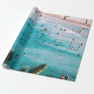 People swimming in the beach wrapping paper