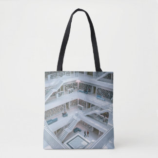 PEOPLE WALKING INSIDE LIBRARY TOTE BAG