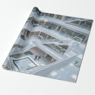 PEOPLE WALKING INSIDE LIBRARY WRAPPING PAPER