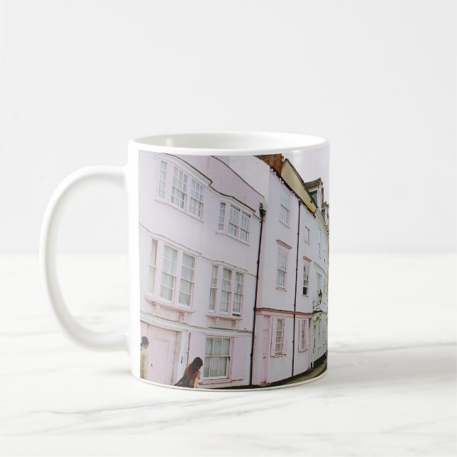 PEOPLE WALKING ON SIDEWALK BESIDE BUILDING AND ROA COFFEE MUG (Left)