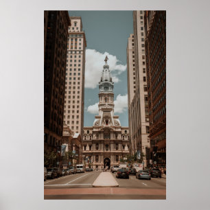 PEOPLE WALKING ON STREET NEAR HIGH RISE BUILDINGS  POSTER