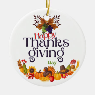 People warm up, share and thank you for Thanksgivi Ceramic Ornament