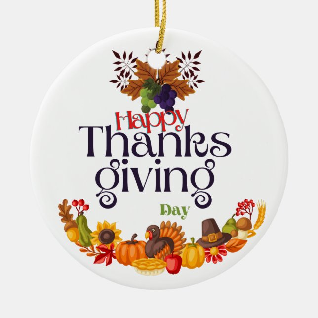 People warm up, share and thank you for Thanksgivi Ceramic Ornament (Front)