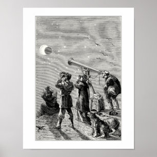 People watching a solar eclipse poster