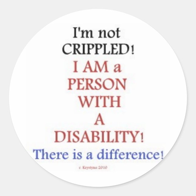 PEOPLE WITH DISABILITIES 2 CLASSIC ROUND STICKER (Front)