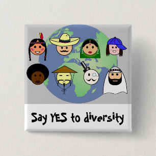 People worldwide anti racism pro diversity 2 inch square button