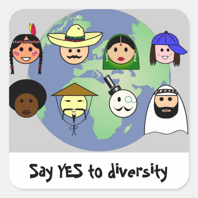 People worldwide anti racism pro diversity square sticker (Front)