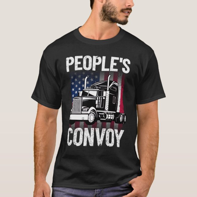 People's Convoy Freedom 2022 American Trucker T-Shirt (Front)