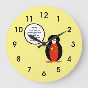 People's Republic China Ms. Penguin Personalized Large Clock