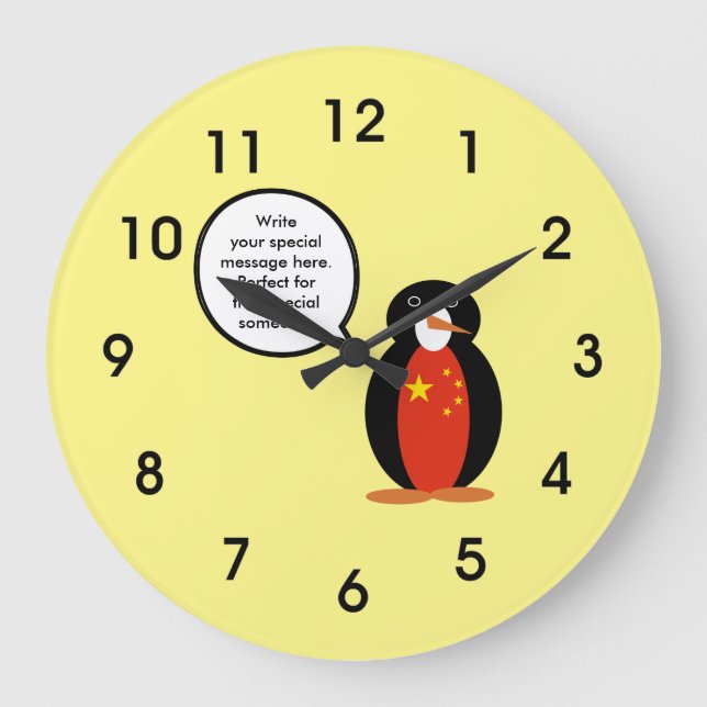 People's Republic China Ms. Penguin Personalized  Large Clock (Front)