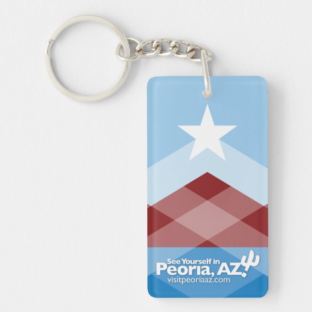 Peoria Flag Keychain, Rectangular Keychain (Front)