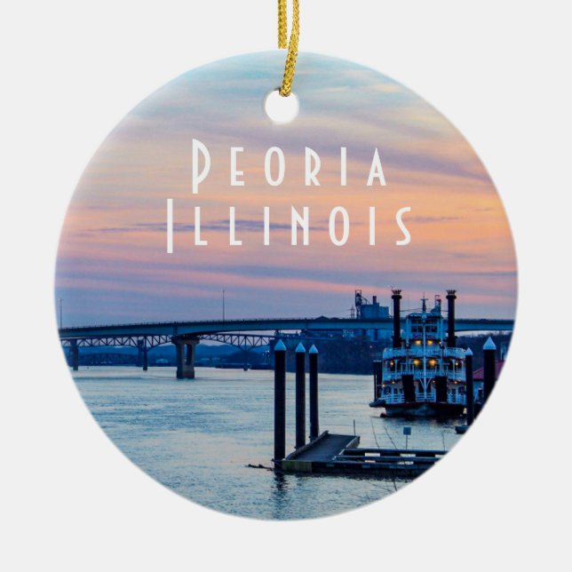 Peoria Illinois at Sunset  Ceramic Ornament (Front)