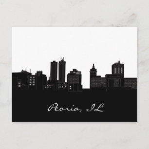 Peoria, Illinois - Black and White Postcard
