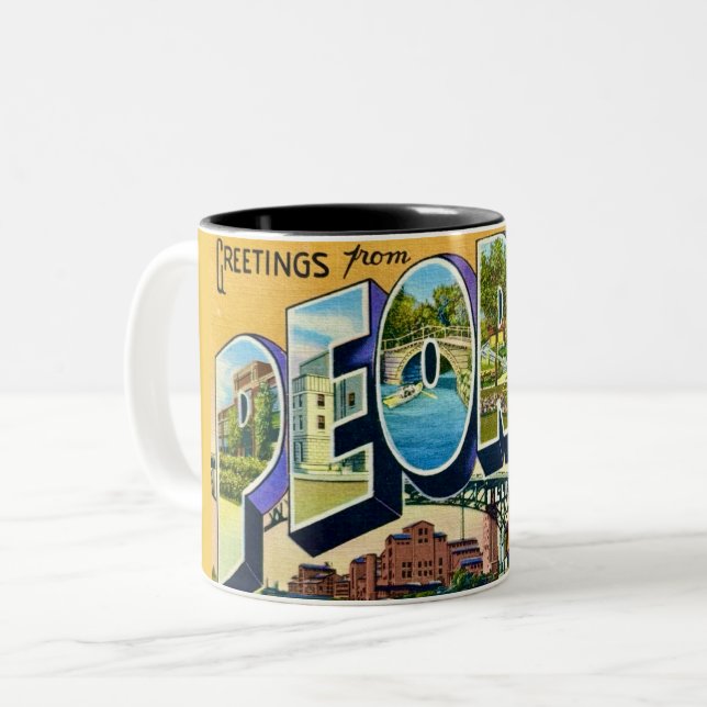 Peoria Illinois Greetings Mug (Front Left)