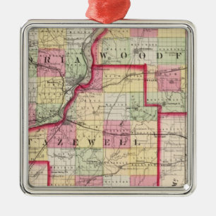 Peoria, Woodford, Tazewell counties Metal Ornament