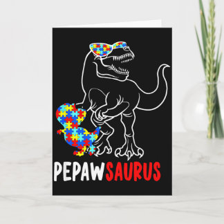 Pepawsaurus T Rex Dinosaur Autism Awareness Pepaw  Card