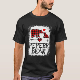 Pepere Bear Christmas Pajama Red Plaid Buffalo Fam T-Shirt