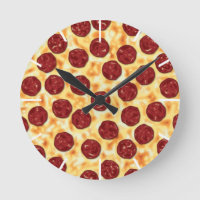 Peperoni Pizza pour les amateurs de pizza Horloge 