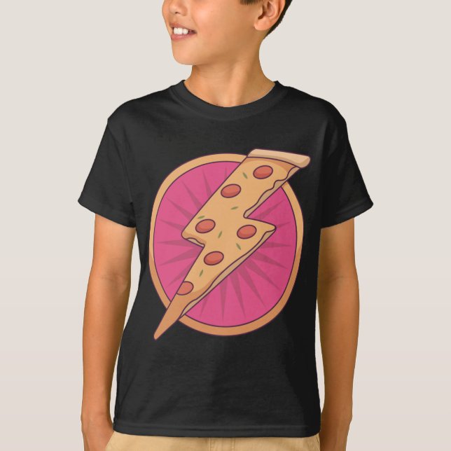 Peperoni pizza slice in the shape of lightning T-Shirt (Front)