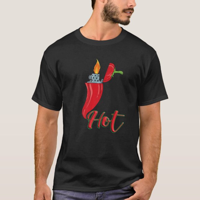 Peperoni with Lighter Chilli Pepper Chilli T-Shirt (Front)